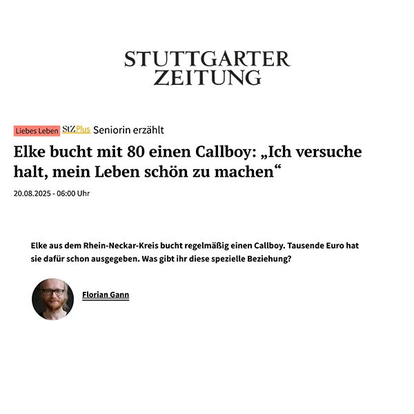 Stuttgarter Zeitung Titel: Elke bucht mit 80 einen Callboy
